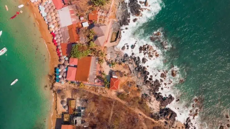 Aerial View Village by the Sea