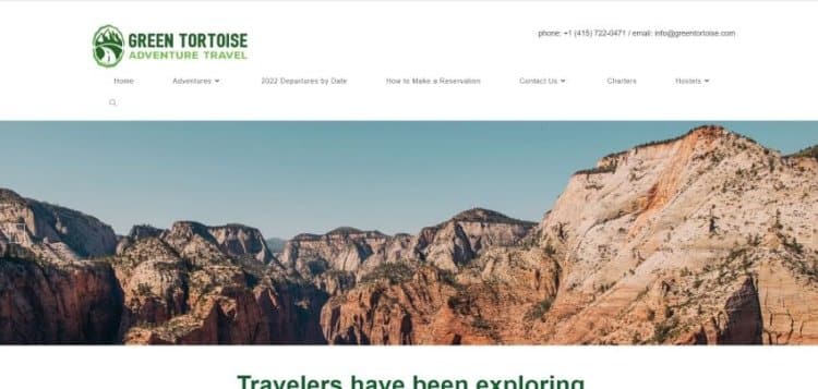 Green Tortoise Adventure Travel Webpage