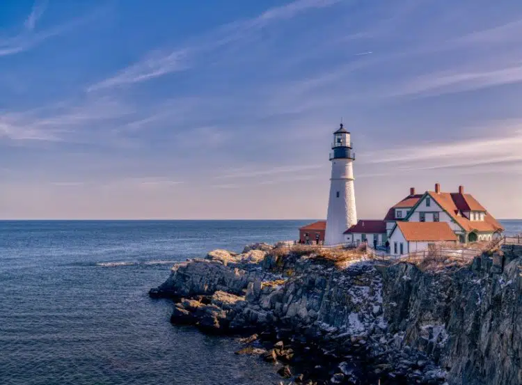 Light House in New England Coast