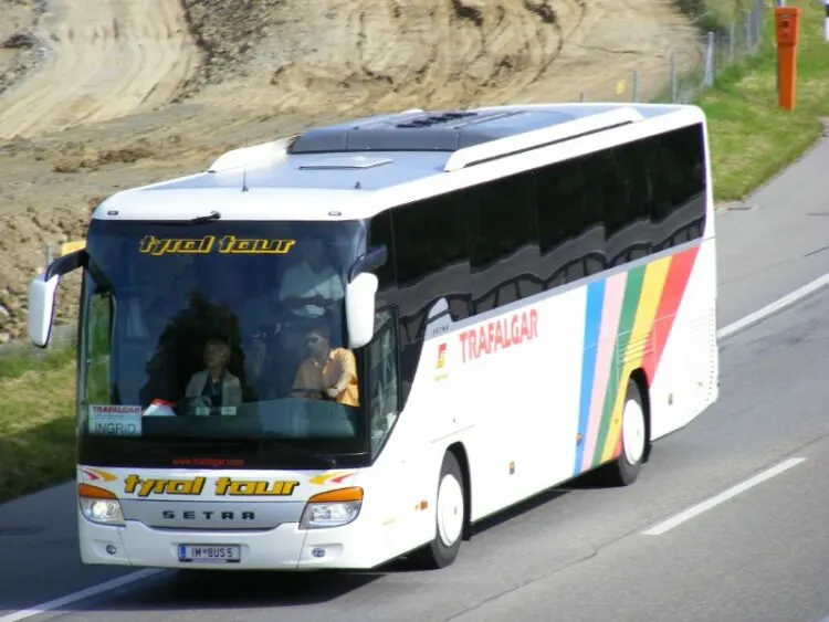 Trafalgar Bus on a street