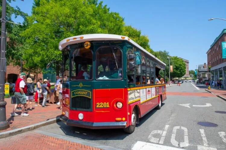  Salem Trolley in historic town Salem