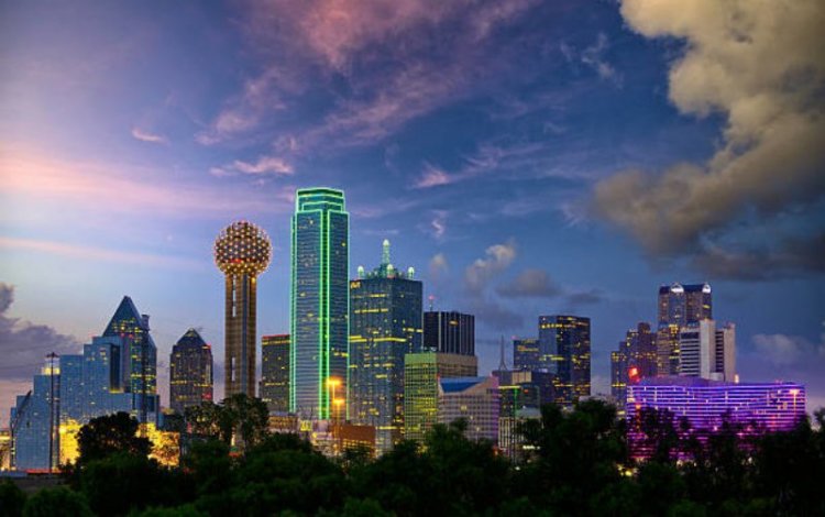 Dallas City Lights and Night Sky