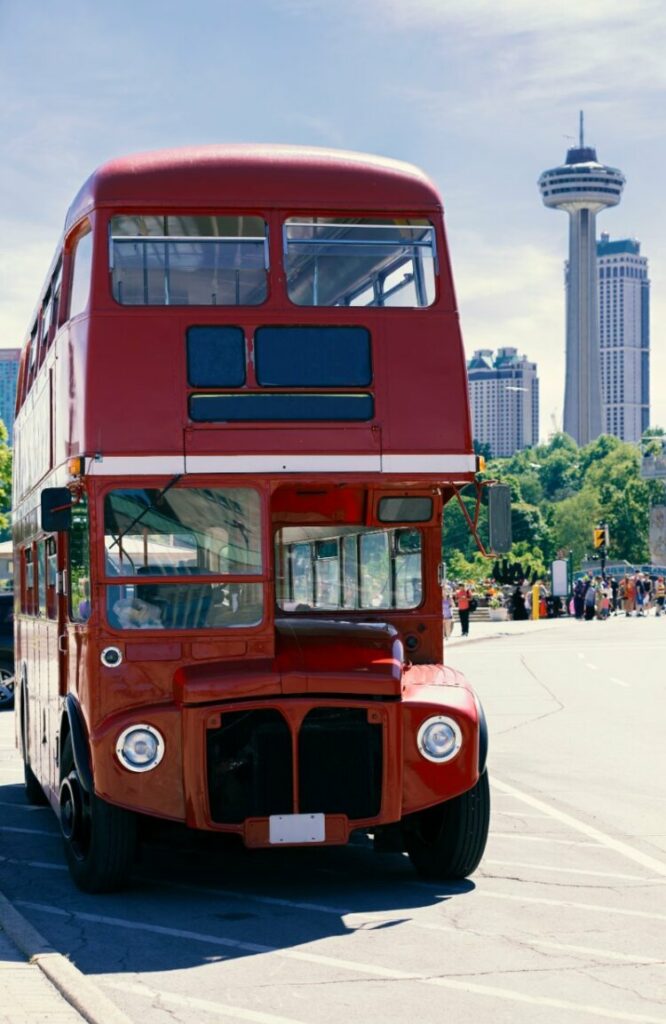 Front view of Double decker bus
