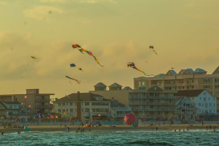Flying Kites at Ocean City 