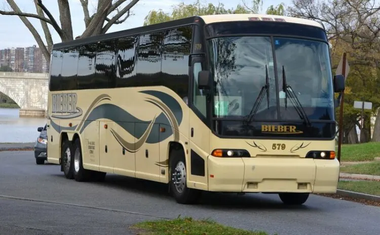 Closeup view of Bieber Bus Tours