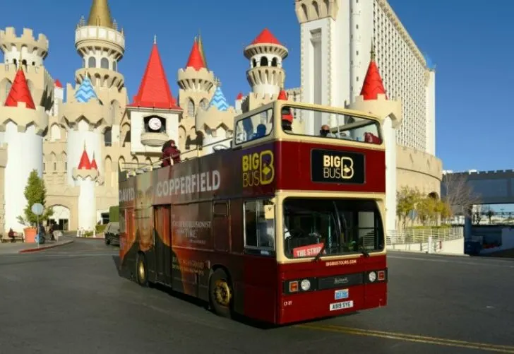 Big Bus Tours in front of Excalibur Castle