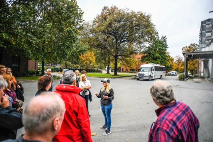 Tour guide guiding tourist