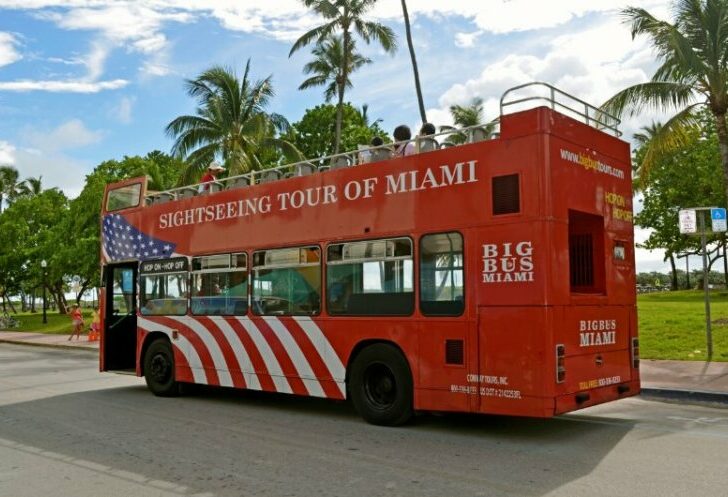 Miami double decker bus parked