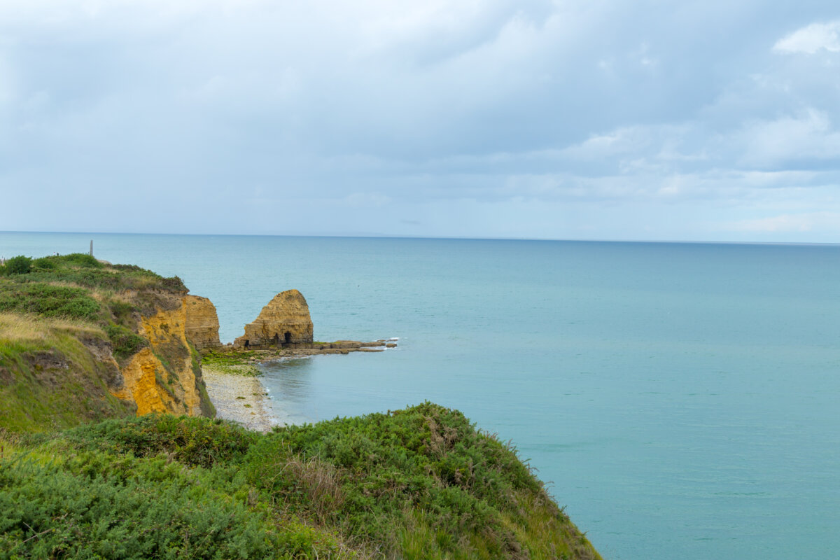 Pointe du Hoc, modern view, seen from the south-east France Normandy