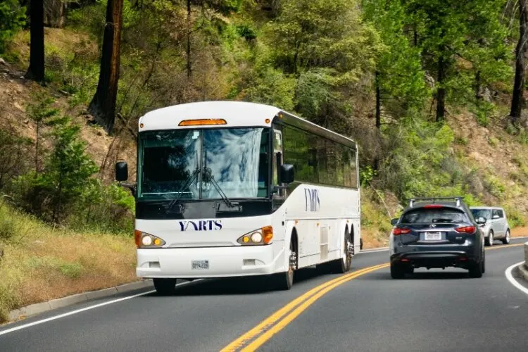  bus travelling through Yosemite