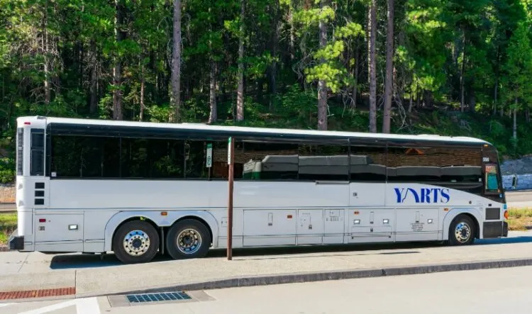  bus waits for tourists and visitors at Yosemite National Park 