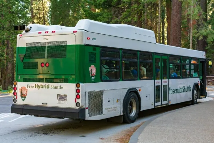 Back view of Shuttle bus at Mariposa