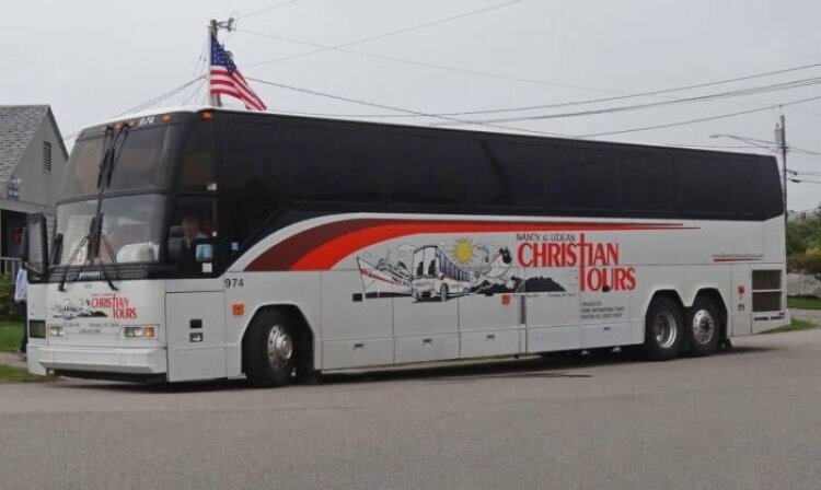View of Christian bus tour