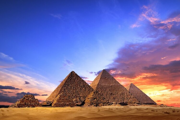 Sunset at Great Pyramids of Giza