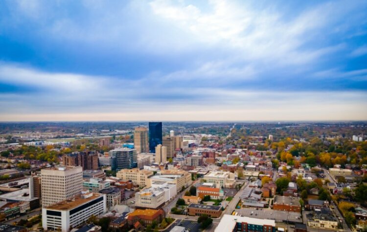Aerial panorama view of downtown Lexington