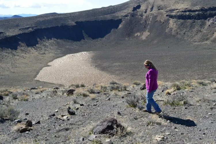 woman strolls down at Lunar Crater