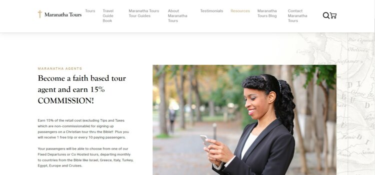 Maranatha Agent Faith-Based Travel Agent Webpage