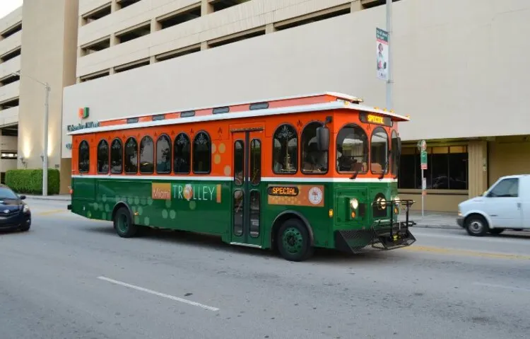 Trolley bus carrying passenger