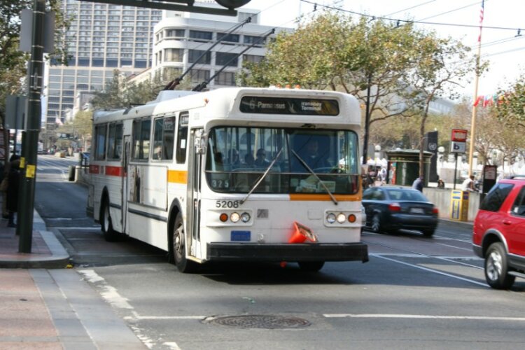 Trolley bus on the street 