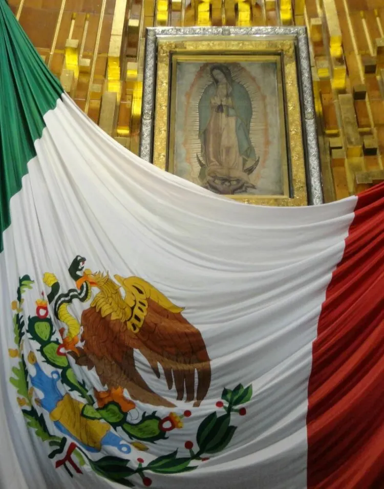 Tilma de San Juan Diego and Mexican Flag
