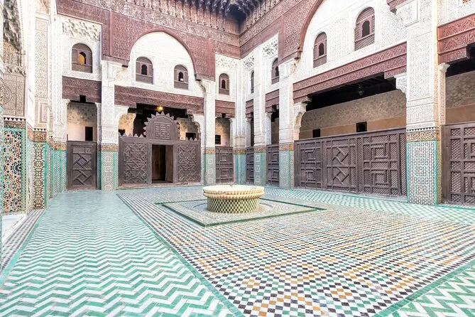 clean and tranquil mosque with tiled floors in fes