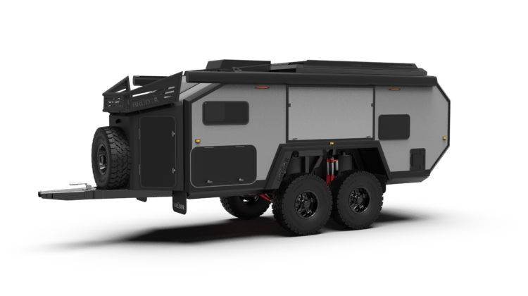 Gray colored travel trailer