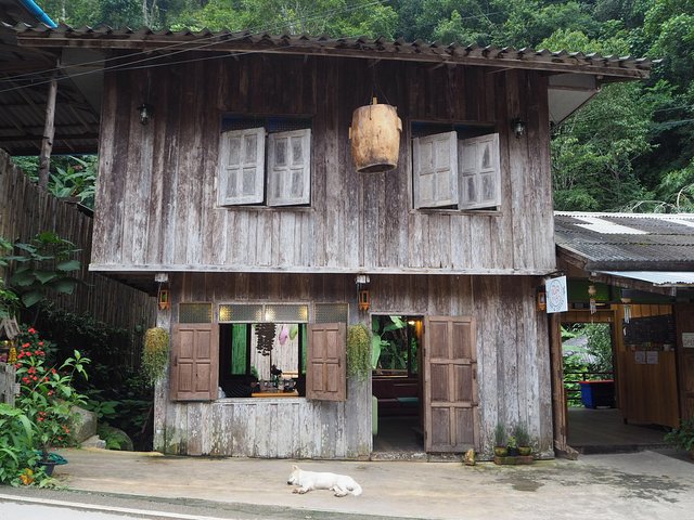 Traditional wooden house at Mae Kampong Village