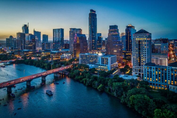 Austin, Texas Skyline At Sunset