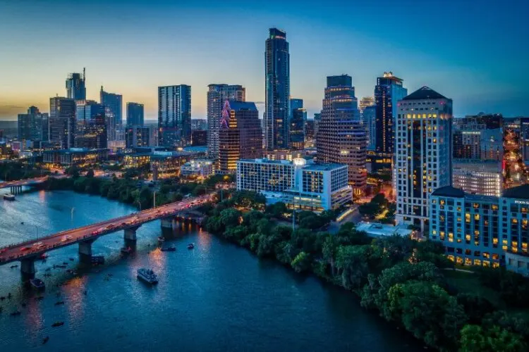 Austin, Texas Skyline At Sunset