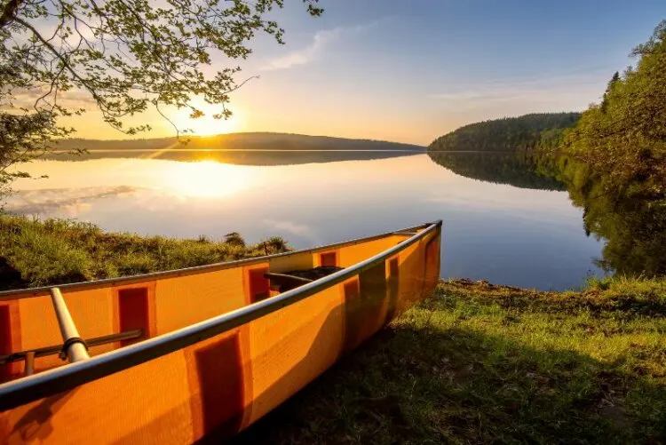 Canoe on the shore of the Boundary Waters