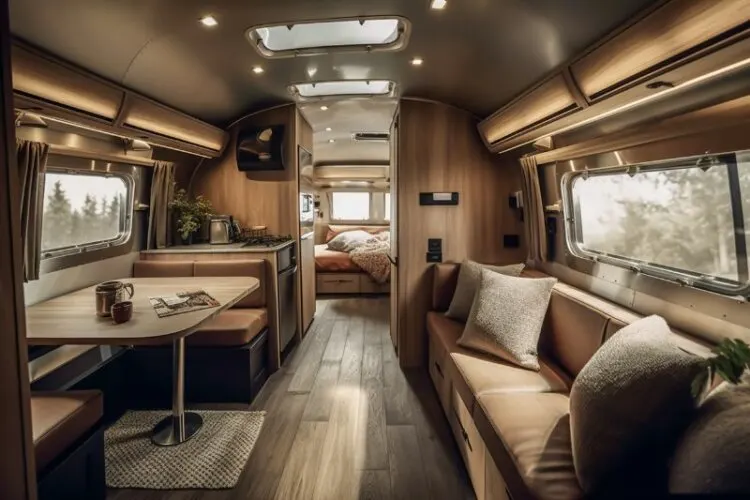 Cozy interior in the trailer of mobile home
