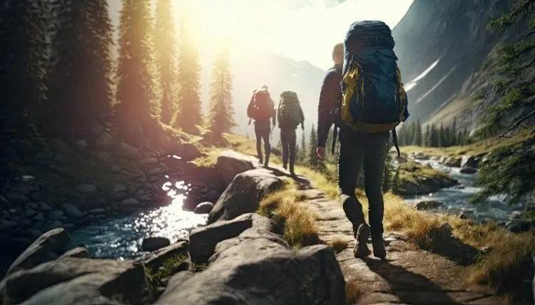 Group of hikers exploring