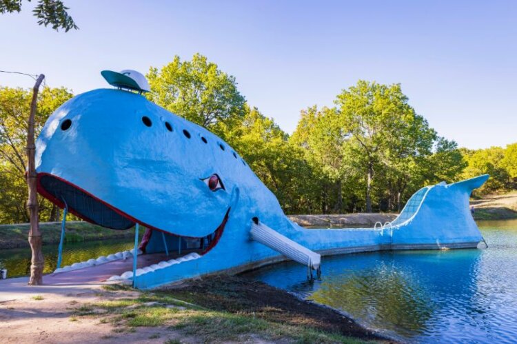 Sunny view of the Blue Whale of Catoosa