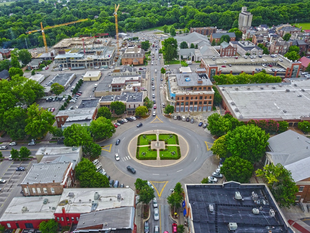 Downtown Franklin TN Aerial Shot of the Square