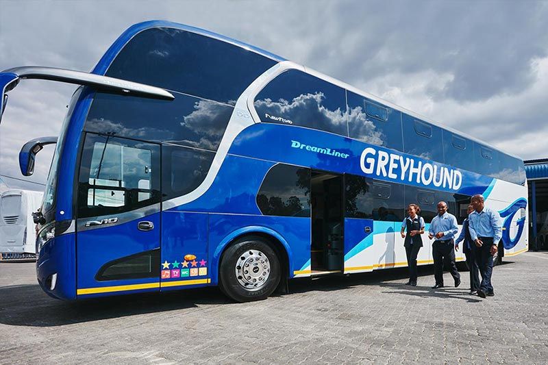 Greyhound bus parked