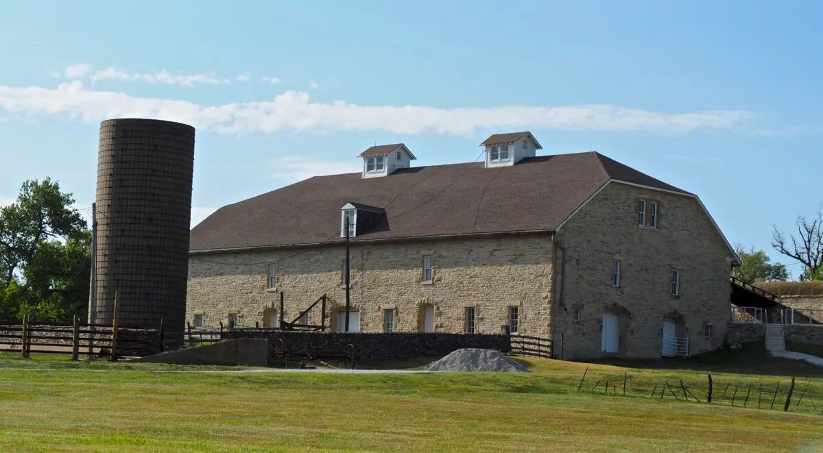 19th Century limestone barn at the Tallgrass Prairie National Preserve in Kansas