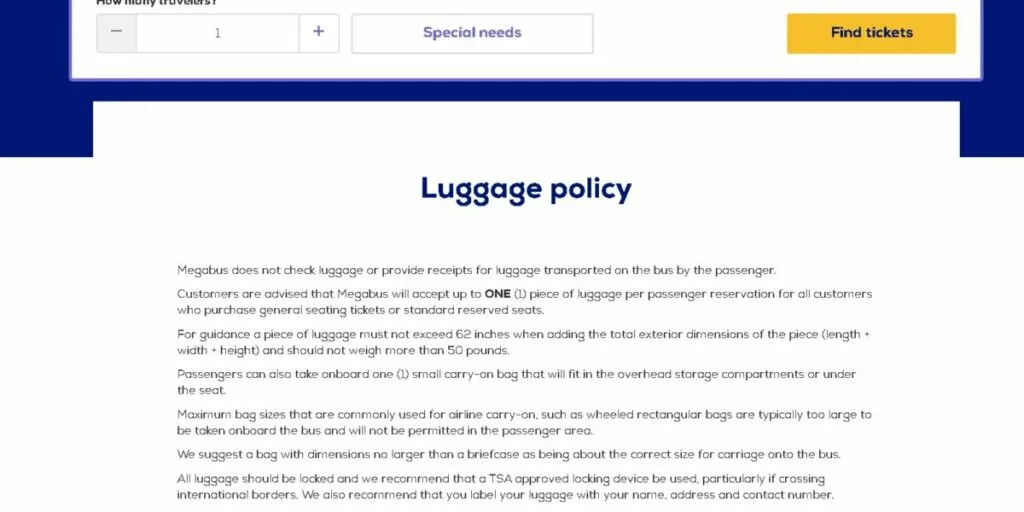 Luggage Policy by Megabus 