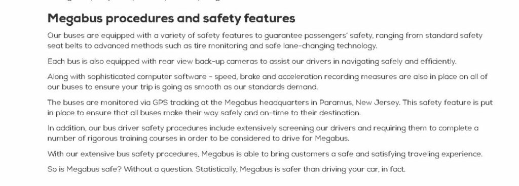 Safety Features in Megabus