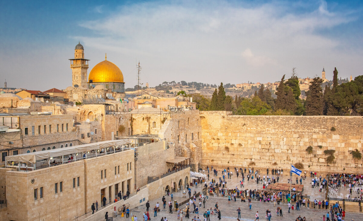 The Temple Mount - Western Wall and the golden Dome of the Rock mosque in the old town of Jerusalem, Israel