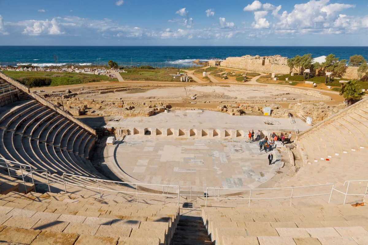Roman amphitheater in the national park Caesarea on the Mediterranean coast of Israel
