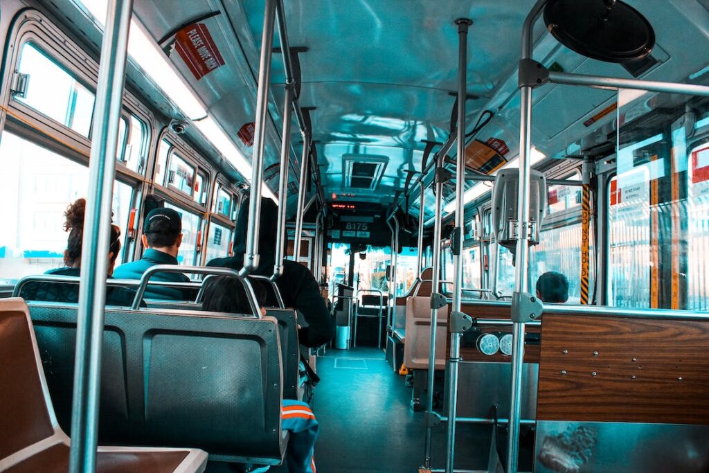Inside a bus