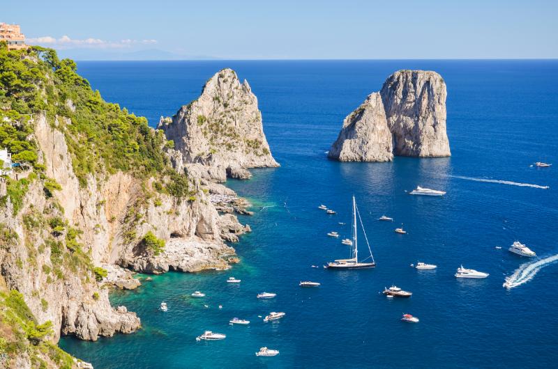Yachts at Capri coast