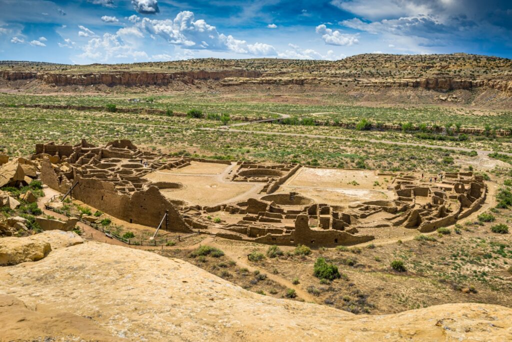 Chaco Canyon Great House or the Pueblo Bonito at Chaco Canyon National Park in New Mexico, USA