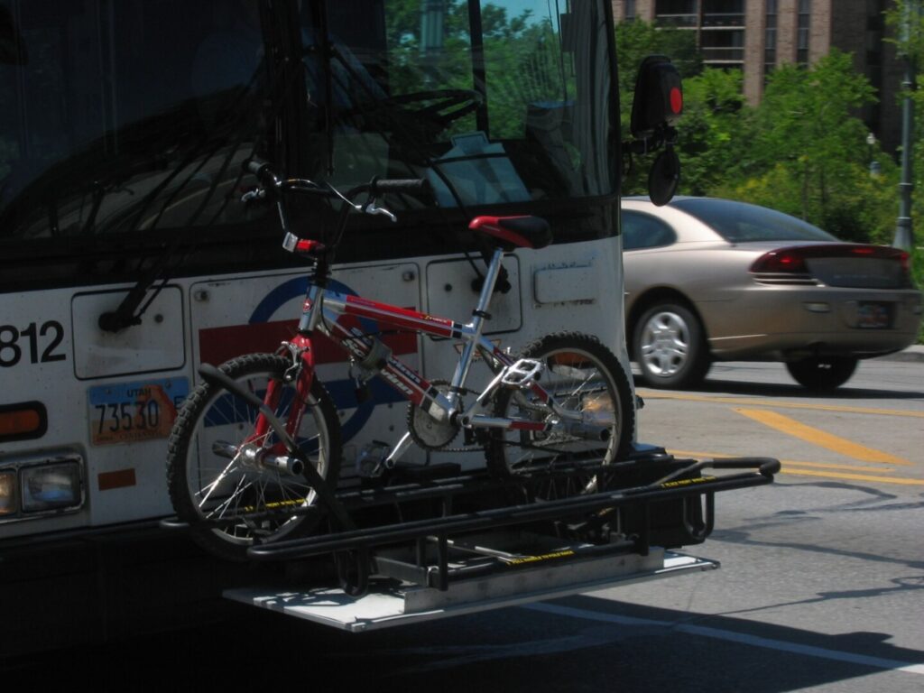 Bike mounted on a bus