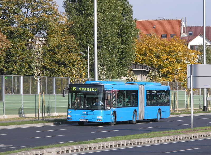 Zagreb blue bus on line 115 in Zagreb, Croatia