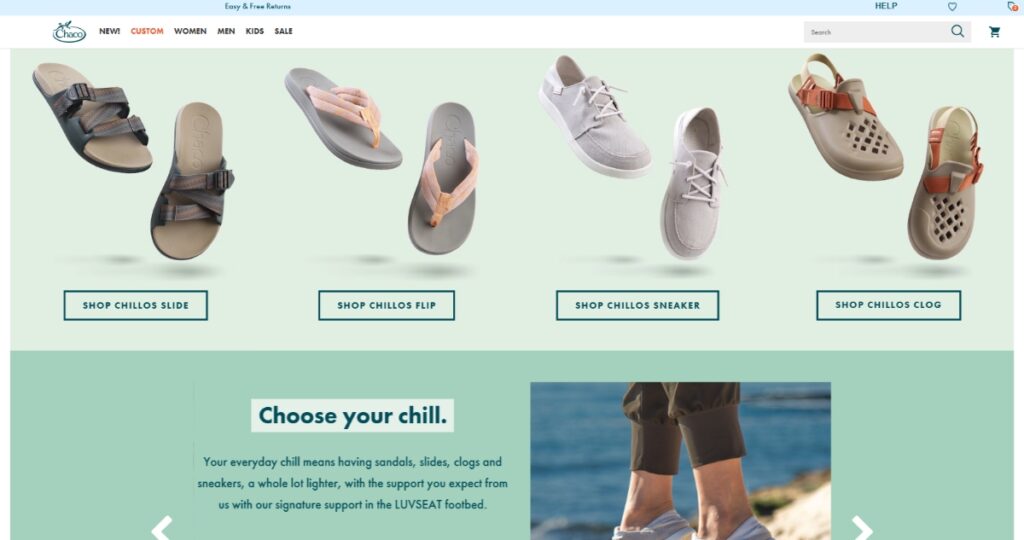 Explore Chaco casual shoes for men, women, and kids in comfortable styles like slides and sneakers.