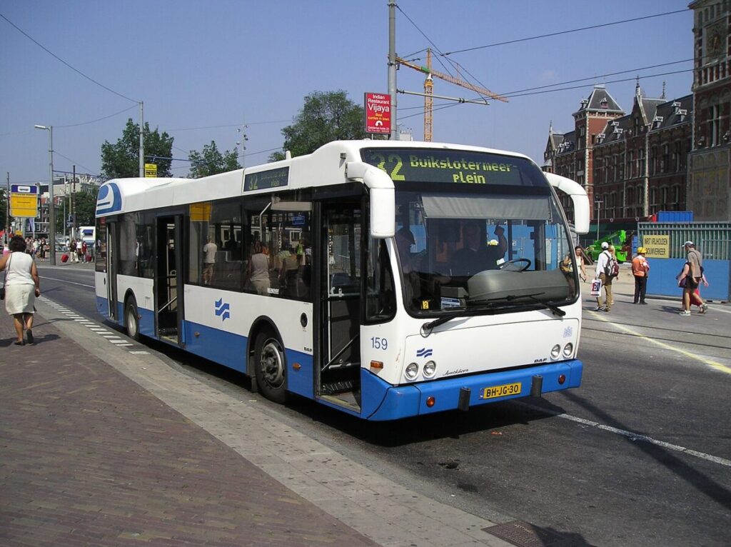 City bus route 32 at Buikslotermeerplein, showcasing urban life and public transportation accessibility.