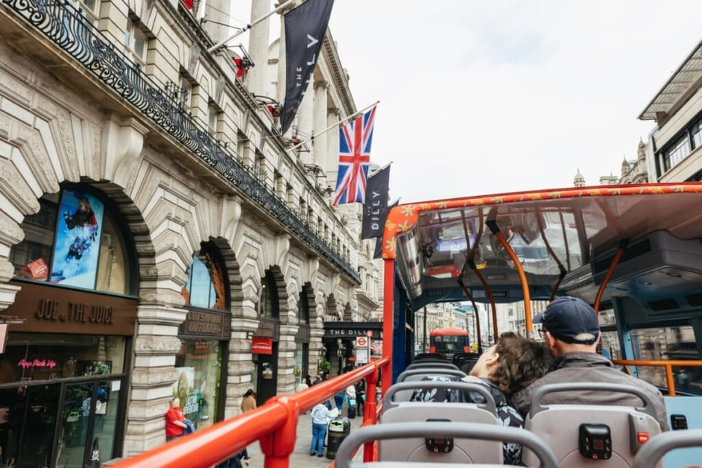 Top of the double decker London City Sightseeing Bus Tour