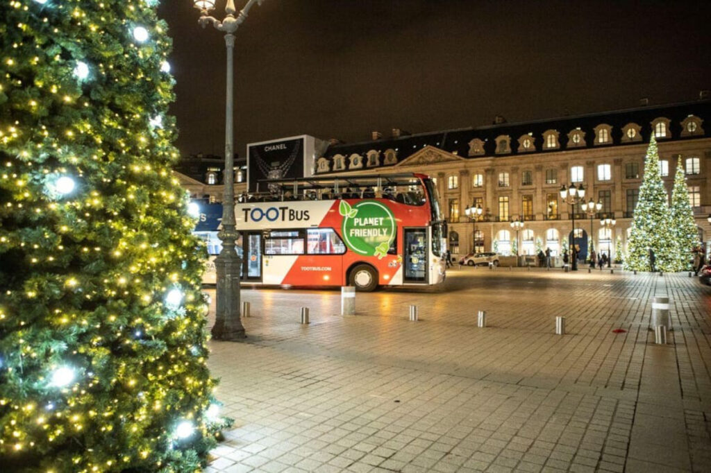 Tootbus Tour Bus in paris on a Christmas tour