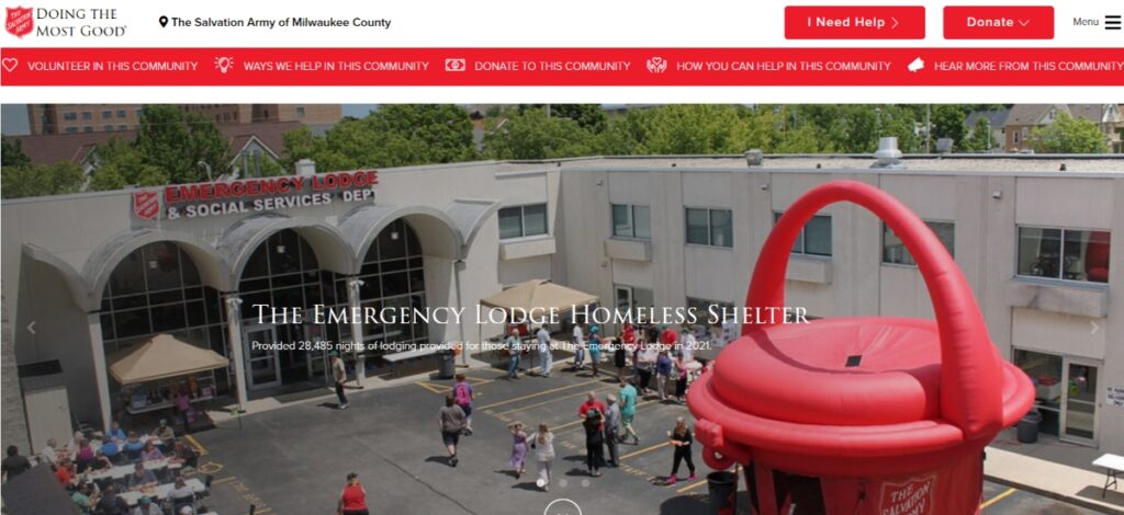 Emergency Lodge Shelter by The Salvation Army Central Territory website page